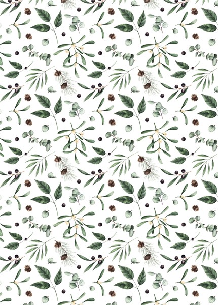 Green Frosted Botanic Print Christmas Wrapping Paper